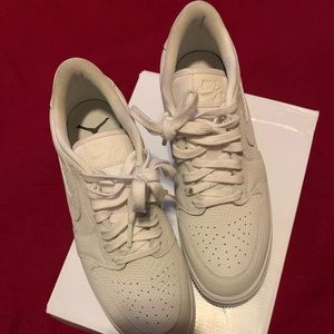 Cream snake skin like Air Force ones